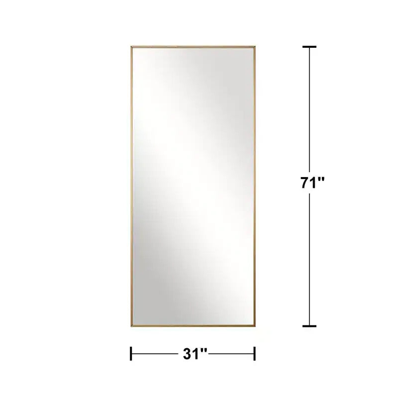 Miroir pleine longueur de 180 cm de haut x 79 cm de large - Cadre en alliage d'aluminium, autoportant ou mural