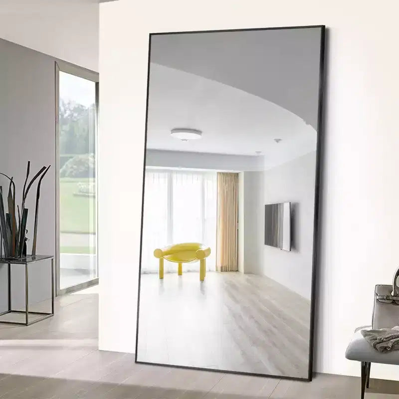 Miroir pleine longueur de 180 cm de haut x 79 cm de large - Cadre en alliage d'aluminium, autoportant ou mural