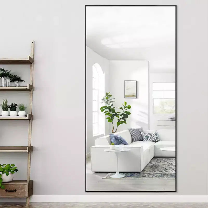 Miroir pleine longueur de 180 cm de haut x 79 cm de large - Cadre en alliage d'aluminium, autoportant ou mural