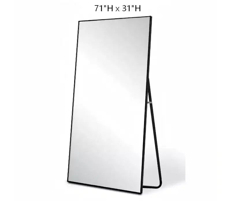 Miroir pleine longueur de 180 cm de haut x 79 cm de large - Cadre en alliage d'aluminium, autoportant ou mural