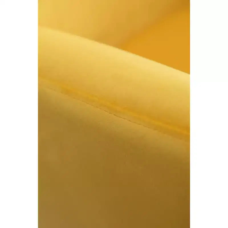 Fauteuil d'appoint à dossier haut capitonné en velours - Jaune, pieds en métal doré