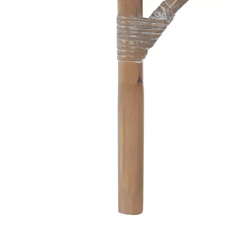 Fauteuil d'appoint en rotin avec coussin – Lavis blanc et gris, cadre en bois, 125 kg