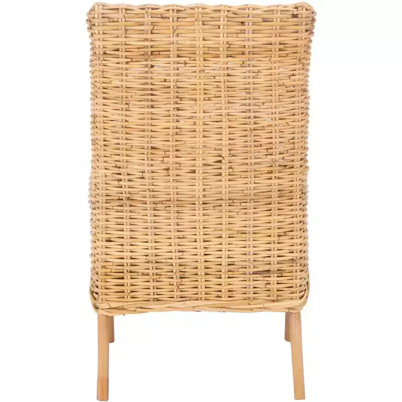 Fauteuil d'appoint en rotin avec coussin – Lavis blanc et gris, cadre en bois, 125 kg