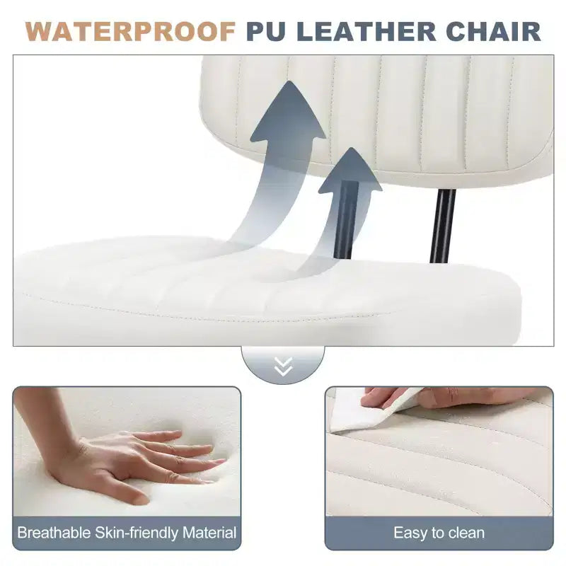 Chaise de bureau ergonomique sans accoudoirs en cuir synthétique PU - Hauteur réglable, pivotante