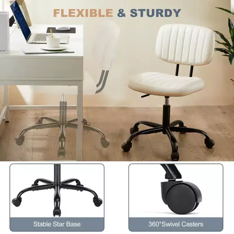 Chaise de bureau ergonomique sans accoudoirs en cuir synthétique PU - Hauteur réglable, pivotante