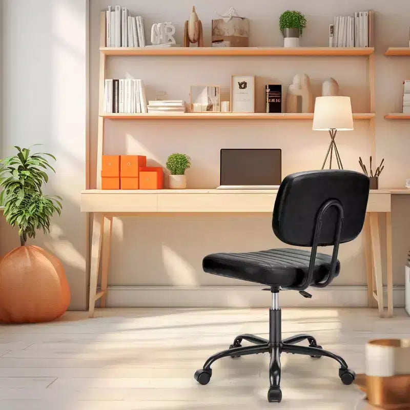 Chaise de bureau ergonomique sans accoudoirs en cuir synthétique PU - Hauteur réglable, pivotante
