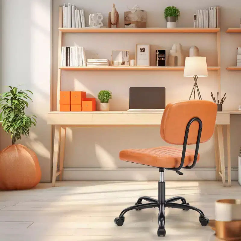 Chaise de bureau ergonomique sans accoudoirs en cuir synthétique PU - Hauteur réglable, pivotante