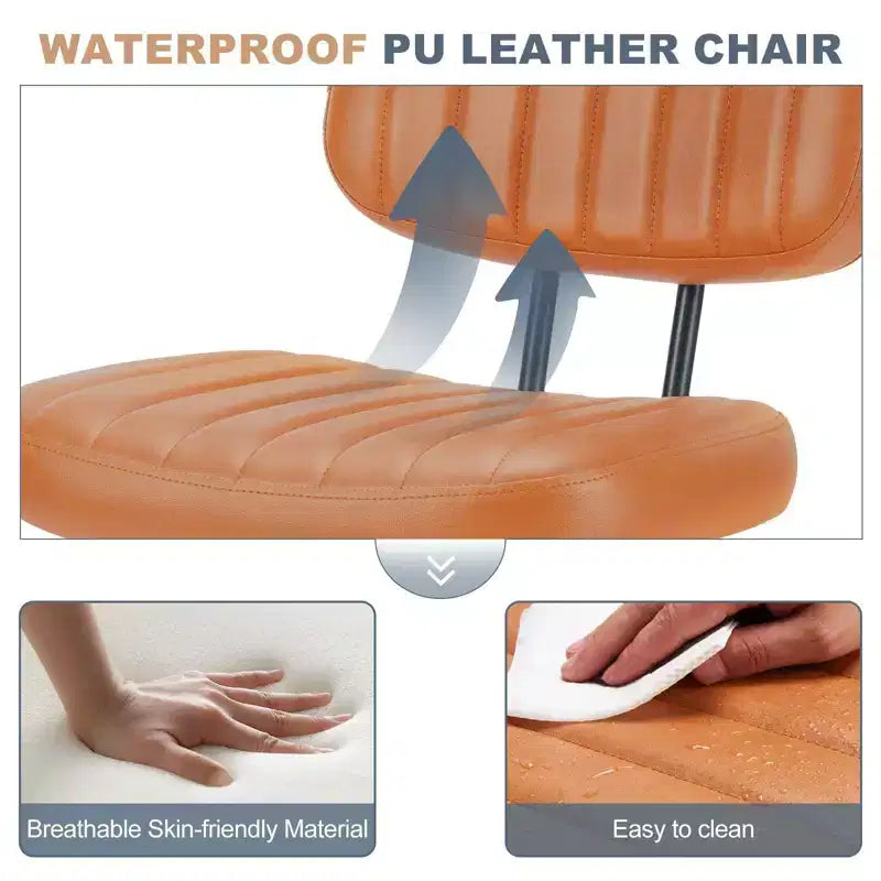 Chaise de bureau ergonomique sans accoudoirs en cuir synthétique PU - Hauteur réglable, pivotante
