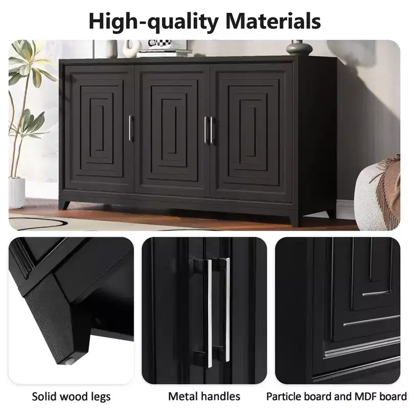 Meuble TV Console Moderne 59" - Étagères Réglables, Convient aux TV Jusqu'à 65"