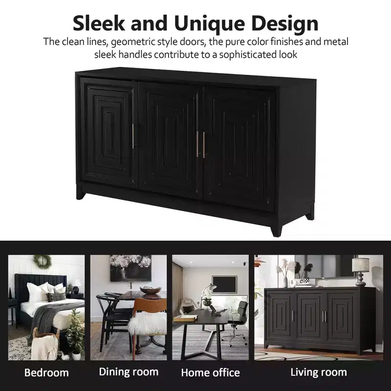 Meuble TV Console Moderne 59" - Étagères Réglables, Convient aux TV Jusqu'à 65"