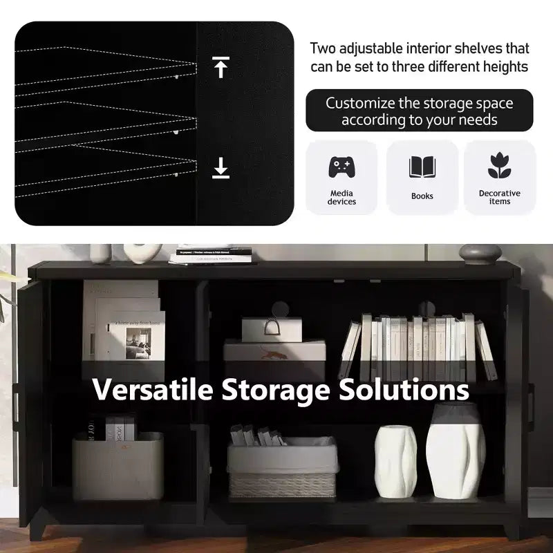 Meuble TV Console Moderne 59" - Étagères Réglables, Convient aux TV Jusqu'à 65"