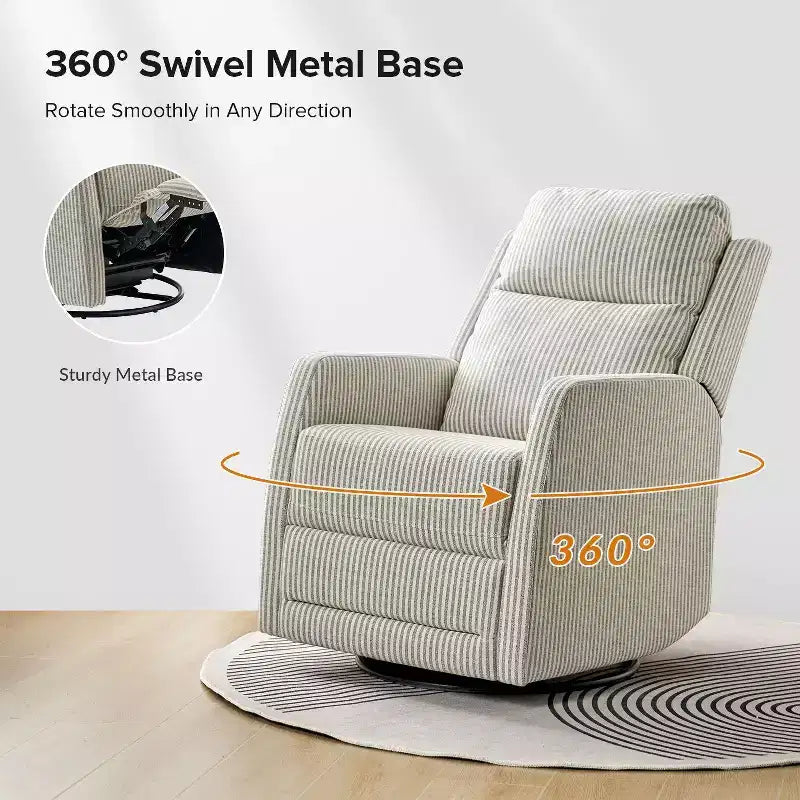 Fauteuil inclinable moderne pivotant en polyester avec rotation à 360° et repose-pieds réglable
