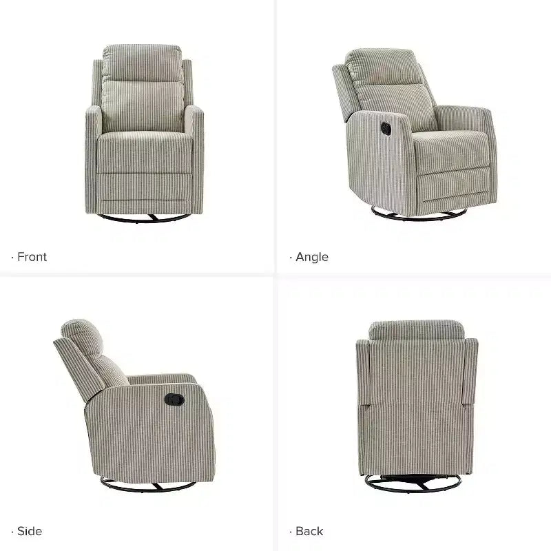 Fauteuil inclinable moderne pivotant en polyester avec rotation à 360° et repose-pieds réglable