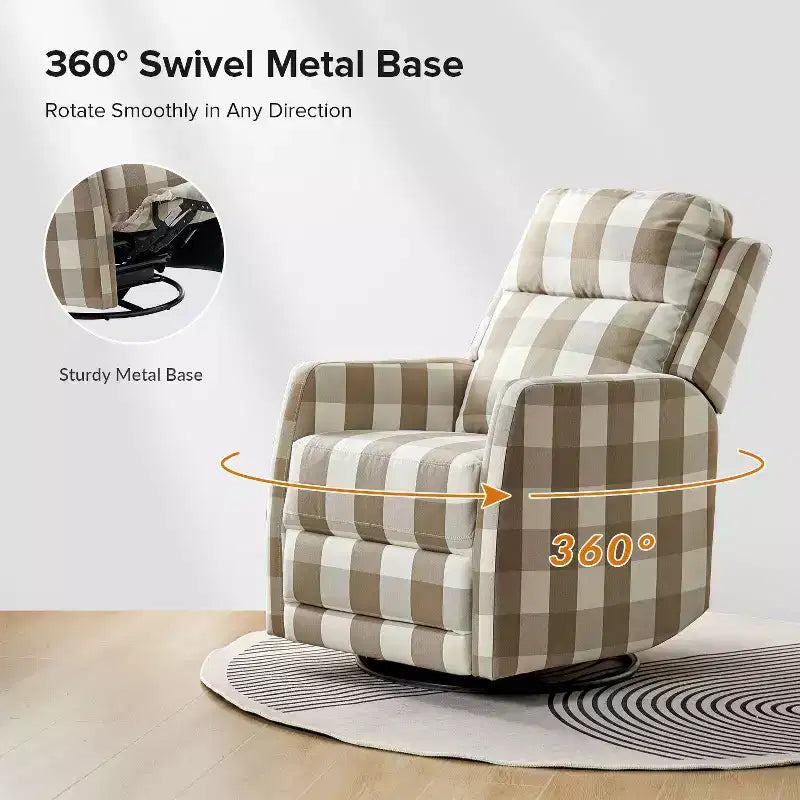 Fauteuil inclinable moderne pivotant en polyester avec rotation à 360° et repose-pieds réglable