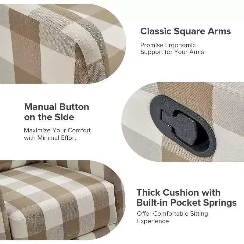 Fauteuil inclinable moderne pivotant en polyester avec rotation à 360° et repose-pieds réglable