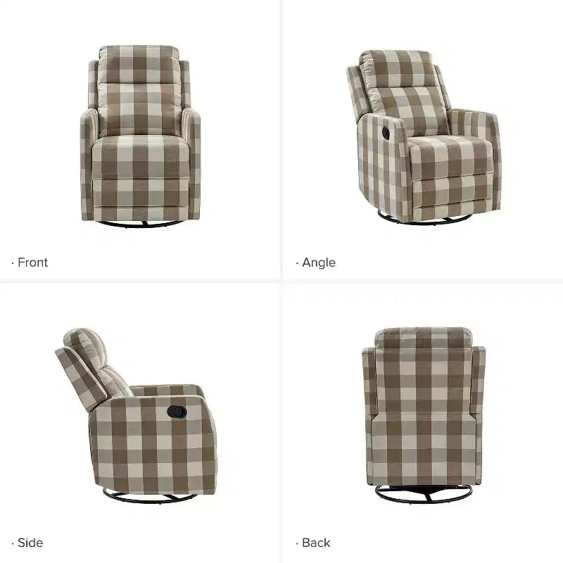 Fauteuil inclinable moderne pivotant en polyester avec rotation à 360° et repose-pieds réglable