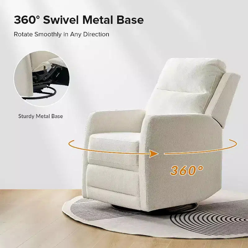 Fauteuil inclinable moderne pivotant en polyester avec rotation à 360° et repose-pieds réglable