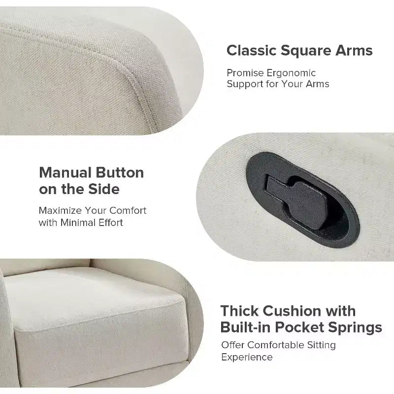 Fauteuil inclinable moderne pivotant en polyester avec rotation à 360° et repose-pieds réglable