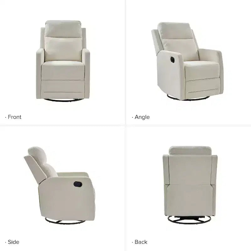 Fauteuil inclinable moderne pivotant en polyester avec rotation à 360° et repose-pieds réglable