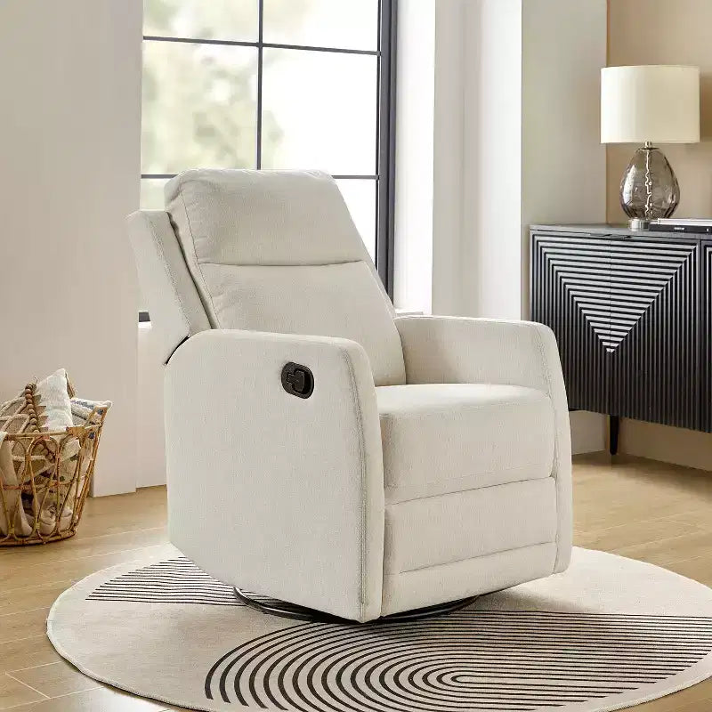 Fauteuil inclinable moderne pivotant en polyester avec rotation à 360° et repose-pieds réglable