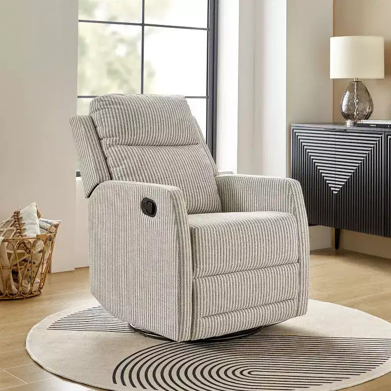 Fauteuil inclinable moderne pivotant en polyester avec rotation à 360° et repose-pieds réglable