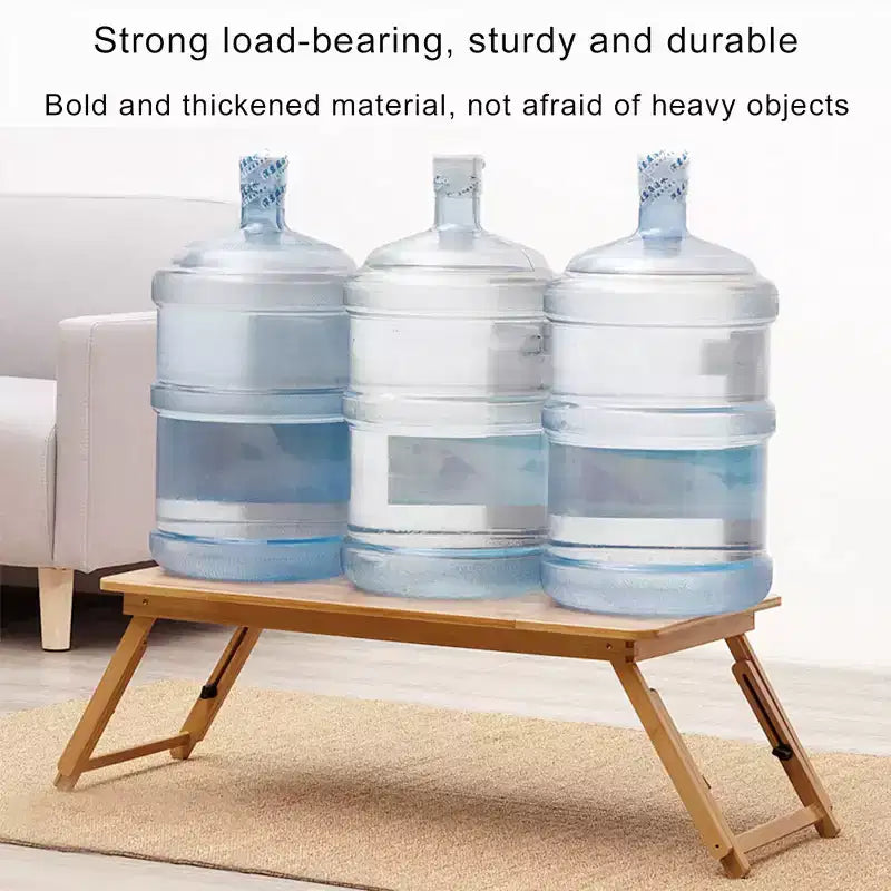 Table basse pliable de 19,6 pouces, petite table basse pliable en bambou pour les petits espaces, bureau au sol multifonctionnel pour le bureau à domicile, la chambre, le bureau et le salon