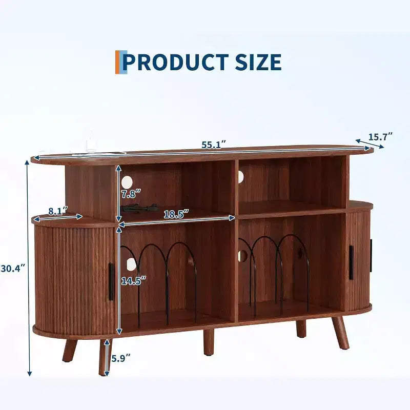 Meuble de Rangement 6 Bouteilles avec Porte-Verres et Étagères Ouvertes pour Cuisine, Salle à Manger et Salon