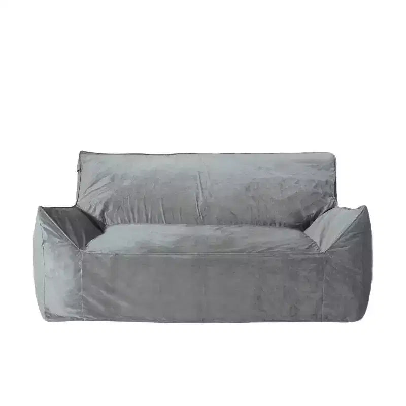 Canapé pouf 2 places en velours avec accoudoirs et housse amovible - Chaise longue de sol surdimensionnée