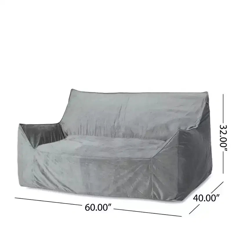 Canapé pouf 2 places en velours avec accoudoirs et housse amovible - Chaise longue de sol surdimensionnée
