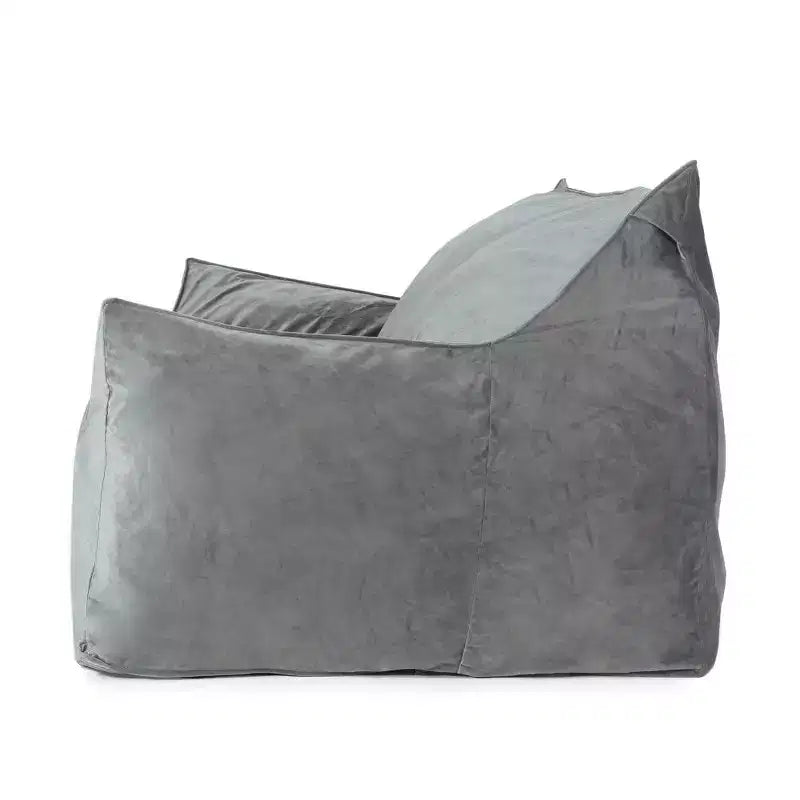 Canapé pouf 2 places en velours avec accoudoirs et housse amovible - Chaise longue de sol surdimensionnée