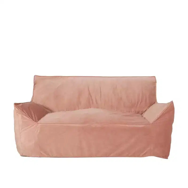 Canapé pouf 2 places en velours avec accoudoirs et housse amovible - Chaise longue de sol surdimensionnée