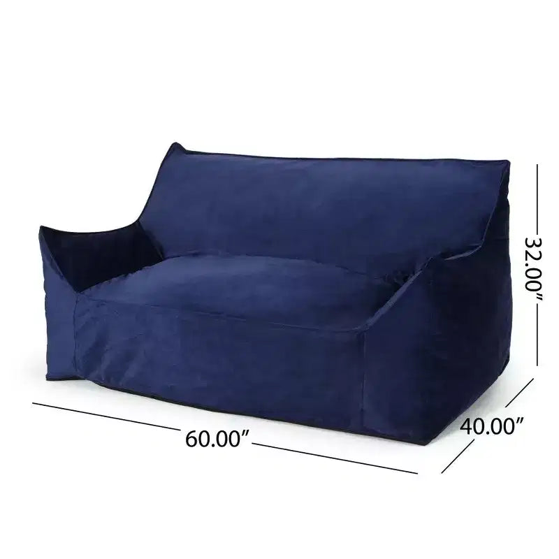 Canapé pouf 2 places en velours avec accoudoirs et housse amovible - Chaise longue de sol surdimensionnée