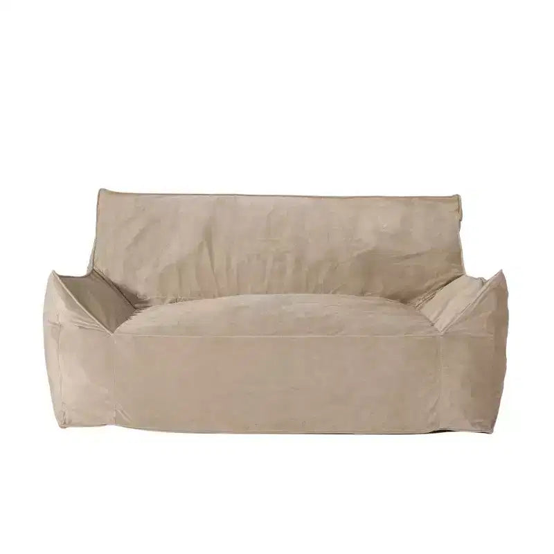 Canapé pouf 2 places en velours avec accoudoirs et housse amovible - Chaise longue de sol surdimensionnée