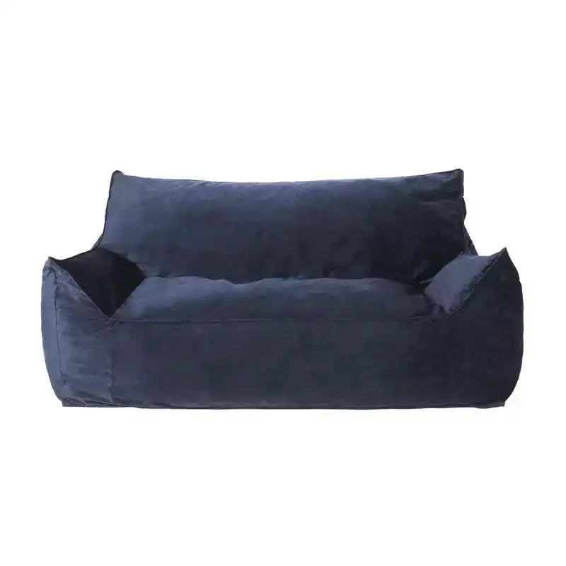 Canapé pouf 2 places en velours avec accoudoirs et housse amovible - Chaise longue de sol surdimensionnée