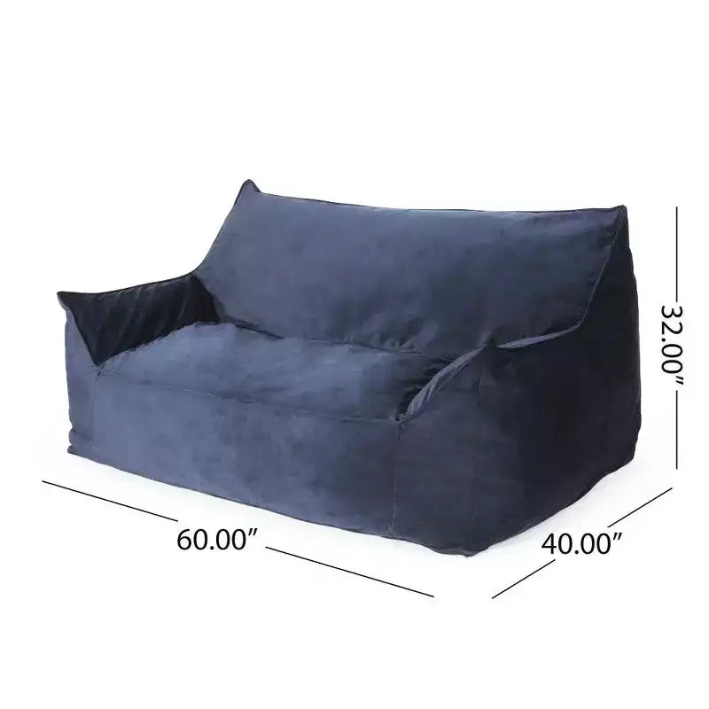 Canapé pouf 2 places en velours avec accoudoirs et housse amovible - Chaise longue de sol surdimensionnée