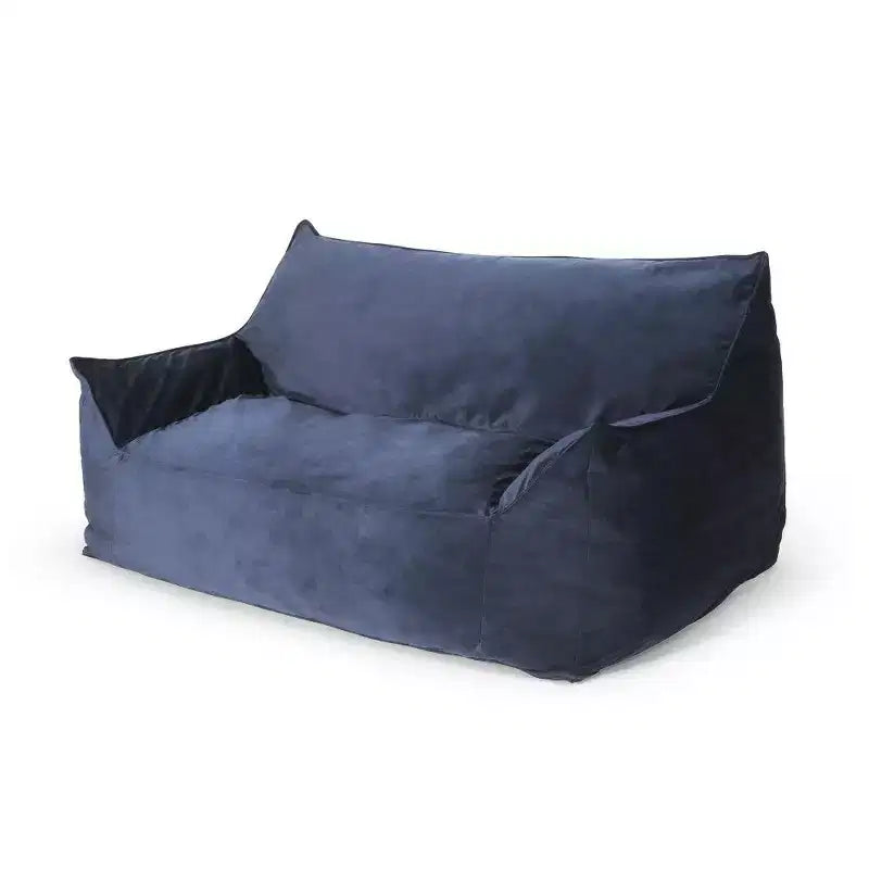 Canapé pouf 2 places en velours avec accoudoirs et housse amovible - Chaise longue de sol surdimensionnée
