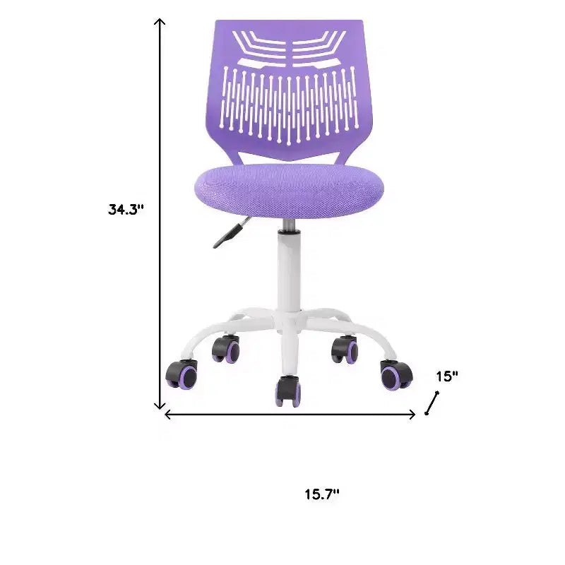 Fauteuil de bureau à roulettes pivotant réglable en hauteur, violet et blanc