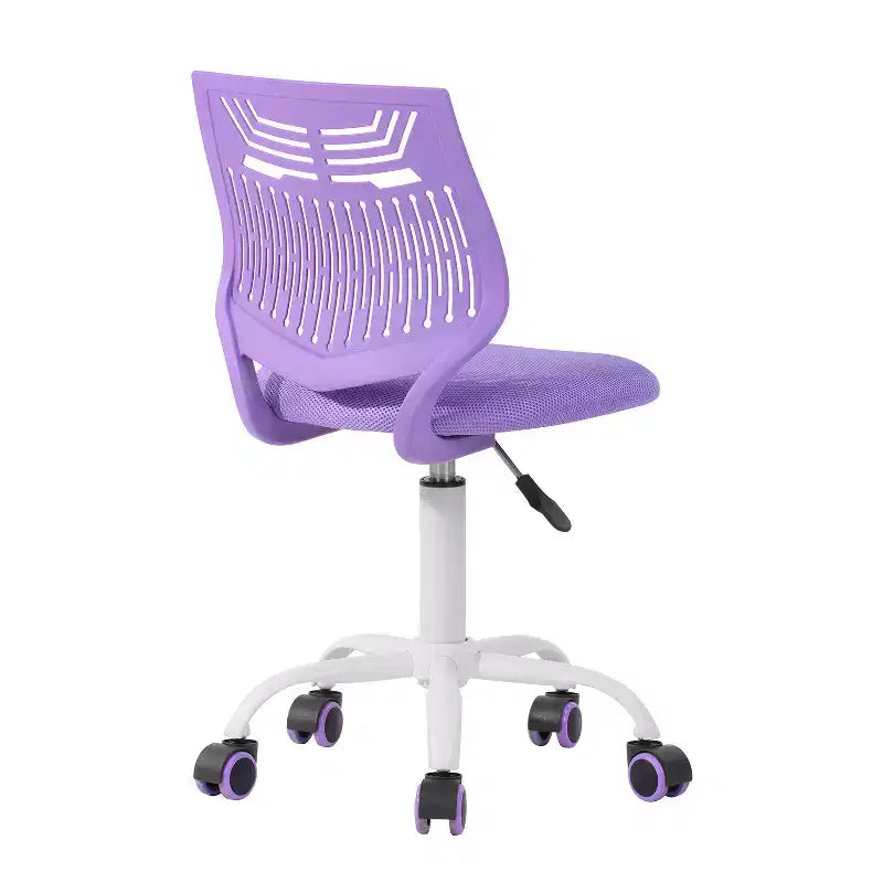 Fauteuil de bureau à roulettes pivotant réglable en hauteur, violet et blanc