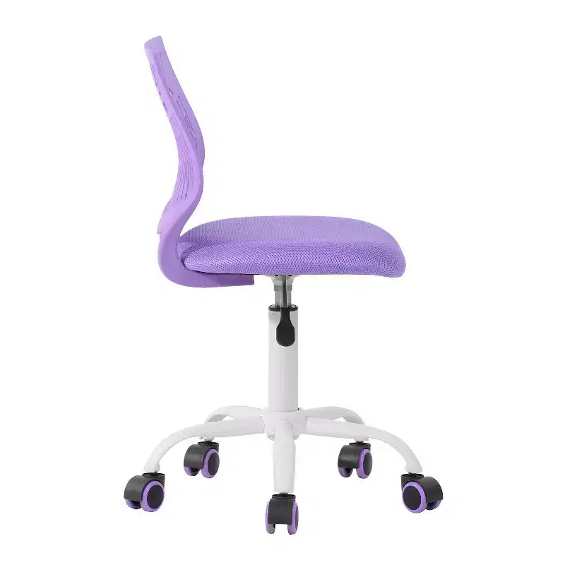 Fauteuil de bureau à roulettes pivotant réglable en hauteur, violet et blanc