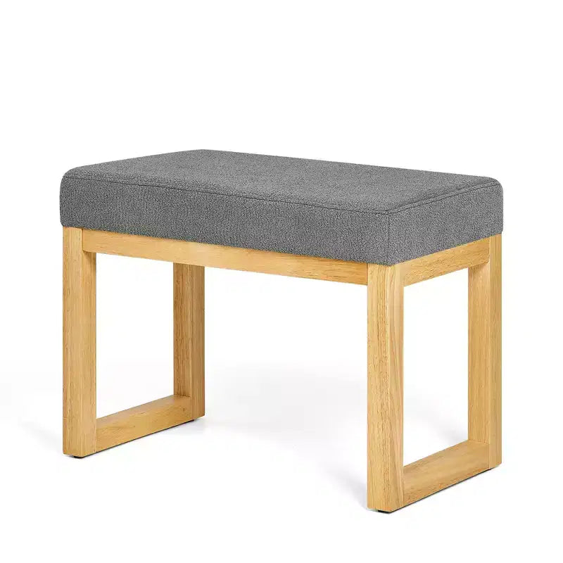 Pouf de rangement moderne - Revêtement en tissu bouclette, cadre en bois massif, banc à chaussures pour entrée