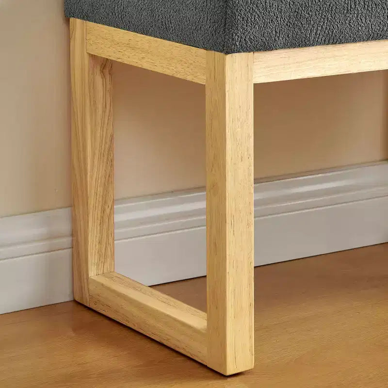 Pouf de rangement moderne - Revêtement en tissu bouclette, cadre en bois massif, banc à chaussures pour entrée