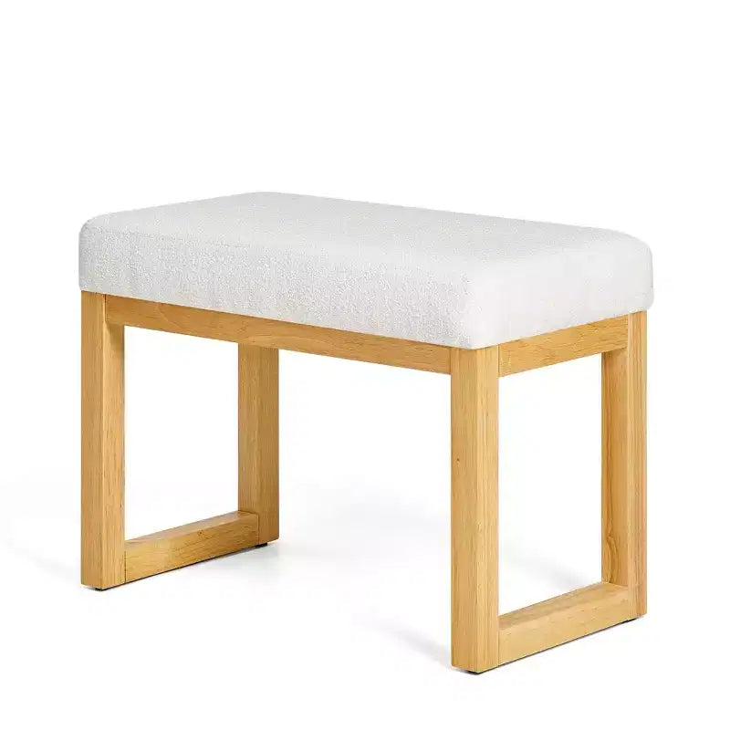 Pouf de rangement moderne - Revêtement en tissu bouclette, cadre en bois massif, banc à chaussures pour entrée