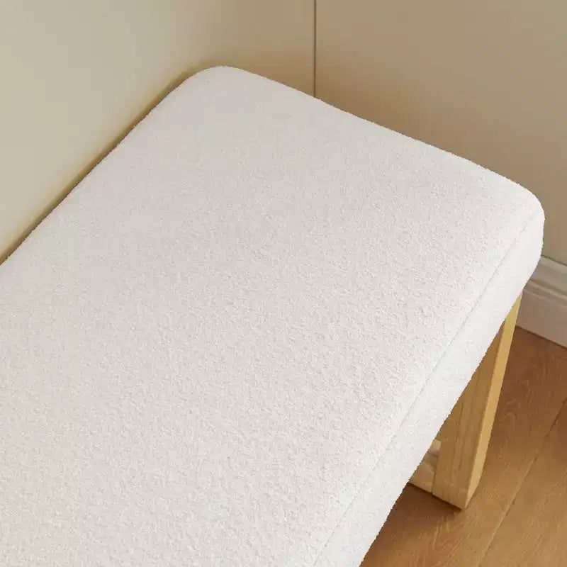 Pouf de rangement moderne - Revêtement en tissu bouclette, cadre en bois massif, banc à chaussures pour entrée