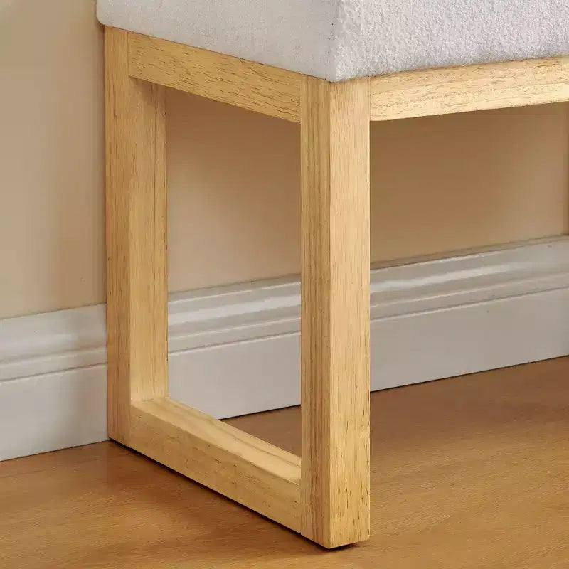 Pouf de rangement moderne - Revêtement en tissu bouclette, cadre en bois massif, banc à chaussures pour entrée