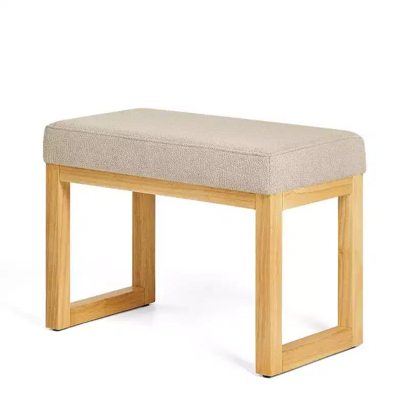 Pouf de rangement moderne - Revêtement en tissu bouclette, cadre en bois massif, banc à chaussures pour entrée