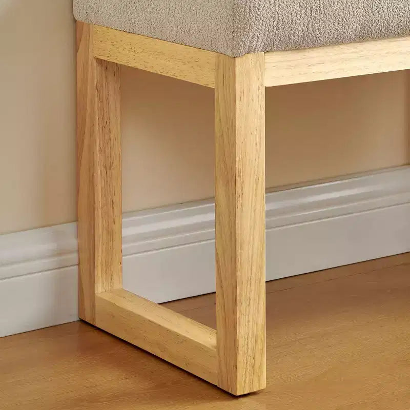 Pouf de rangement moderne - Revêtement en tissu bouclette, cadre en bois massif, banc à chaussures pour entrée