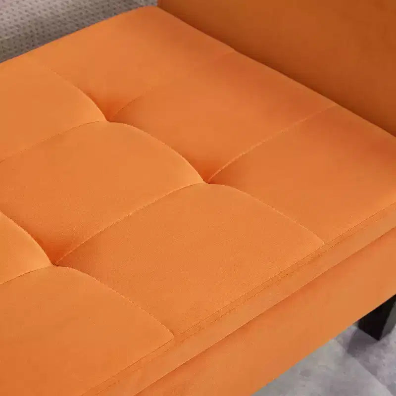 Banc de rangement en velours de 51,5 po avec accoudoirs incurvés - Touffeté, pieds en bois massif