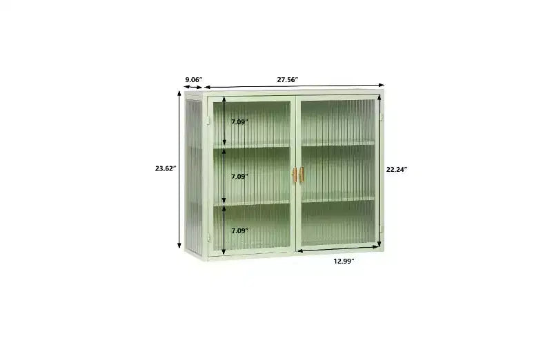 Buffet moderne à 3 niveaux – Fer et verre trempé, 2 portes, mural ou autoportant
