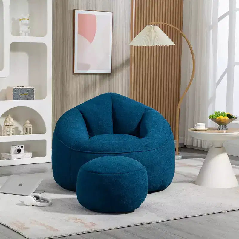 Pouf fauteuil en mousse haute densité avec repose-pieds - Microfibre, taille adulte