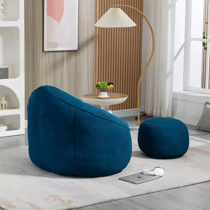 Pouf fauteuil en mousse haute densité avec repose-pieds - Microfibre, taille adulte